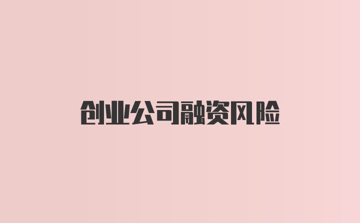 创业公司融资风险