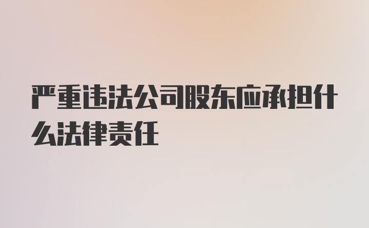 严重违法公司股东应承担什么法律责任