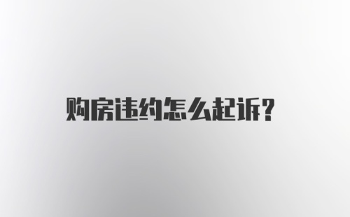 购房违约怎么起诉？