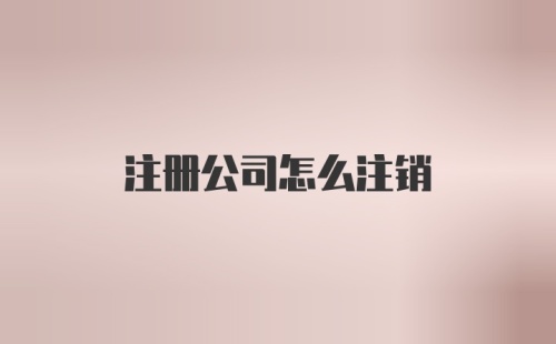 注册公司怎么注销