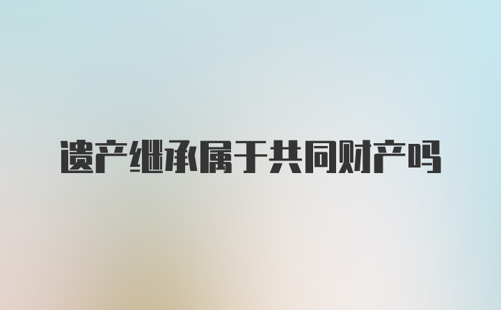 遗产继承属于共同财产吗