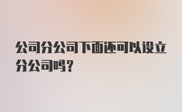 公司分公司下面还可以设立分公司吗？