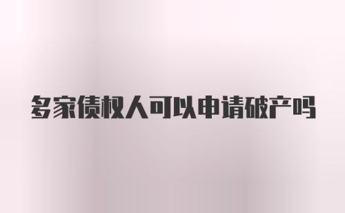 多家债权人可以申请破产吗