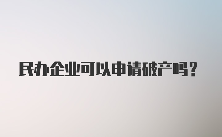 民办企业可以申请破产吗？