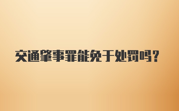 交通肇事罪能免于处罚吗？