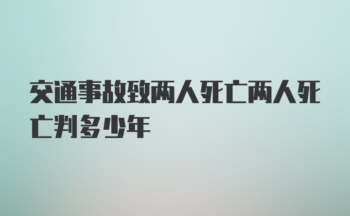 交通事故致两人死亡两人死亡判多少年