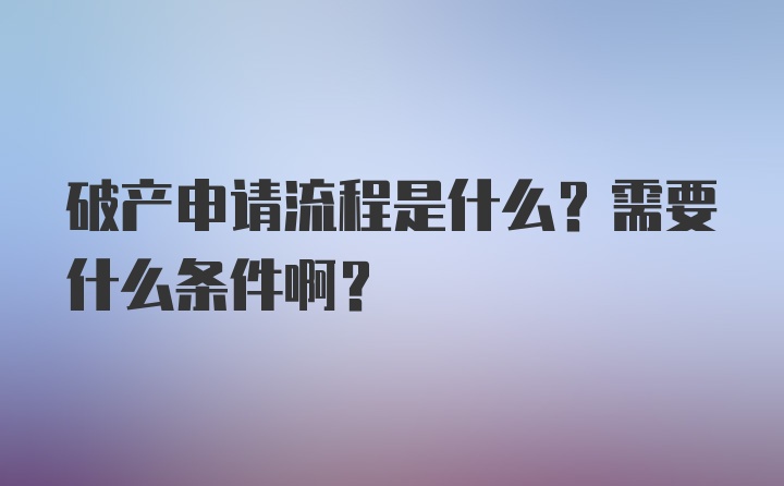 破产申请流程是什么？需要什么条件啊？