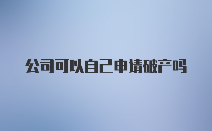 公司可以自己申请破产吗