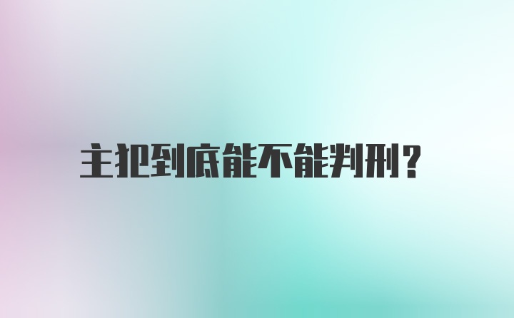 主犯到底能不能判刑？