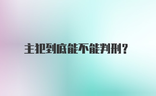 主犯到底能不能判刑？