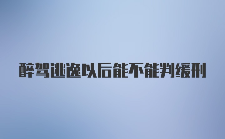 醉驾逃逸以后能不能判缓刑