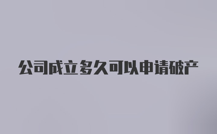 公司成立多久可以申请破产