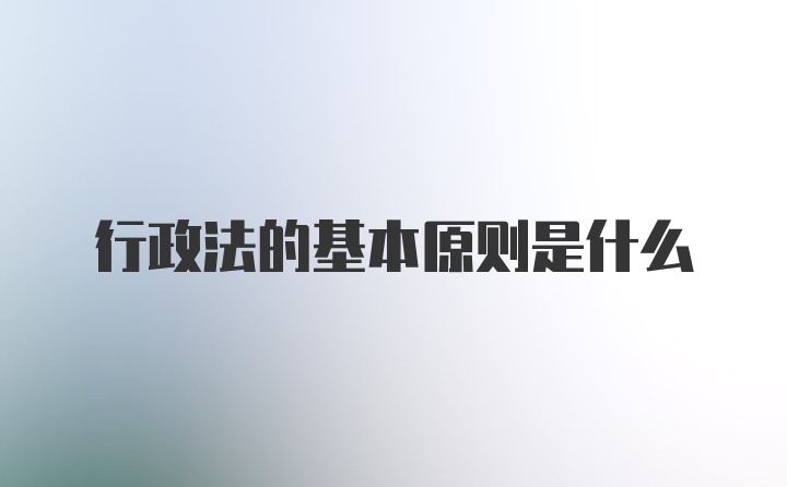 行政法的基本原则是什么