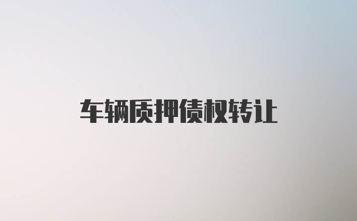 车辆质押债权转让