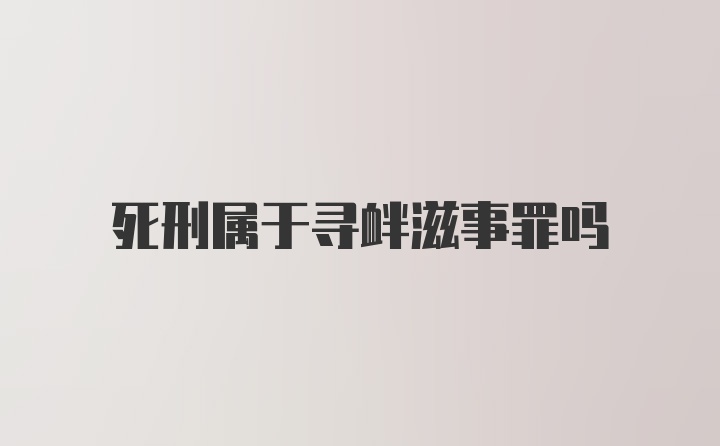 死刑属于寻衅滋事罪吗