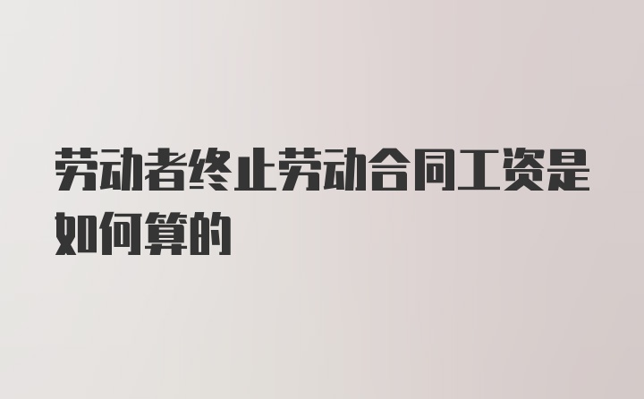 劳动者终止劳动合同工资是如何算的