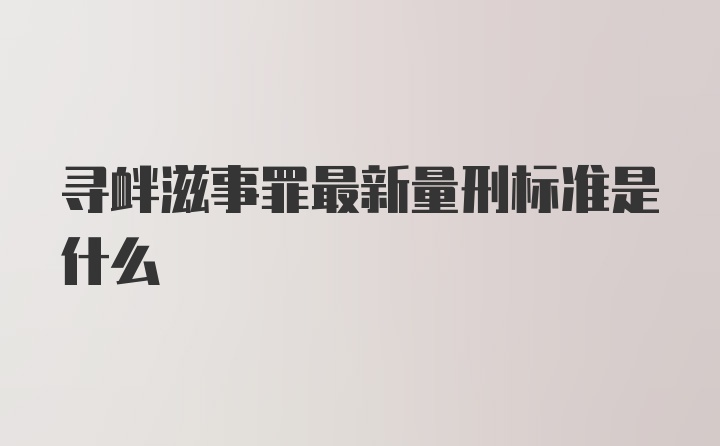 寻衅滋事罪最新量刑标准是什么