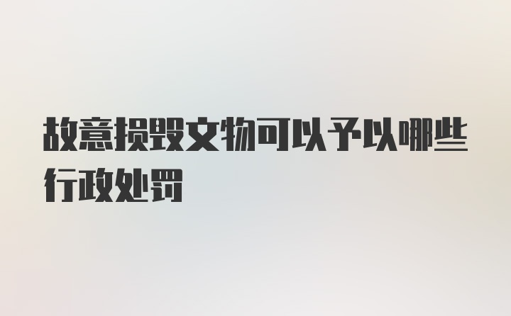 故意损毁文物可以予以哪些行政处罚