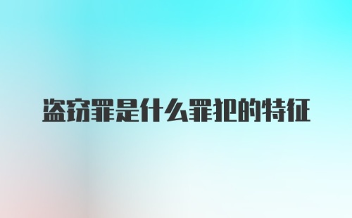 盗窃罪是什么罪犯的特征