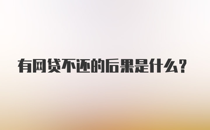 有网贷不还的后果是什么？