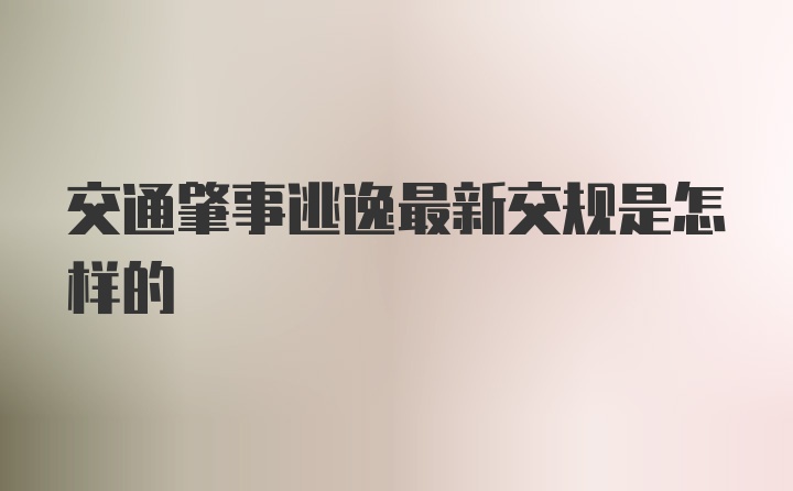 交通肇事逃逸最新交规是怎样的