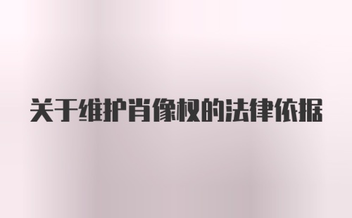 关于维护肖像权的法律依据