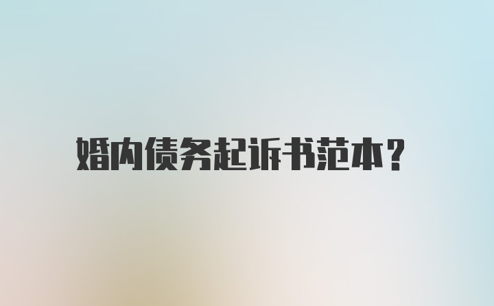 婚内债务起诉书范本？