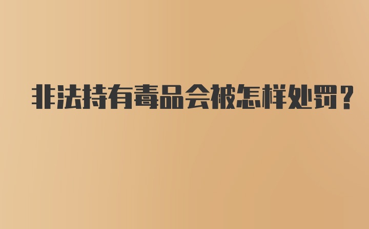 非法持有毒品会被怎样处罚？