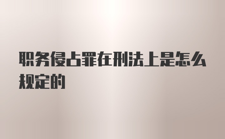 职务侵占罪在刑法上是怎么规定的