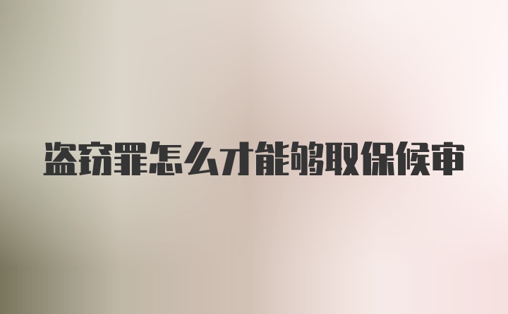 盗窃罪怎么才能够取保候审