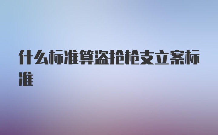 什么标准算盗抢枪支立案标准