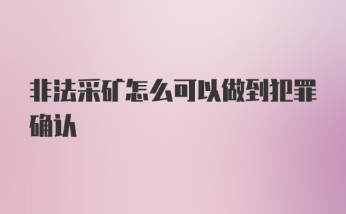 非法采矿怎么可以做到犯罪确认