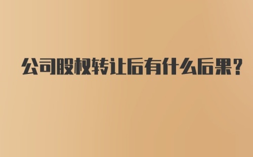 公司股权转让后有什么后果？