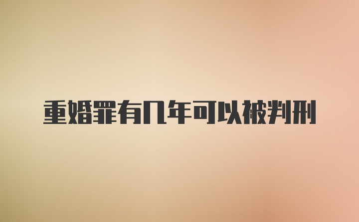 重婚罪有几年可以被判刑