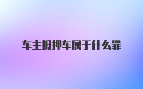 车主抵押车属于什么罪