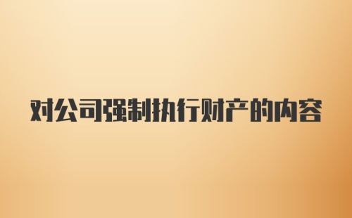 对公司强制执行财产的内容