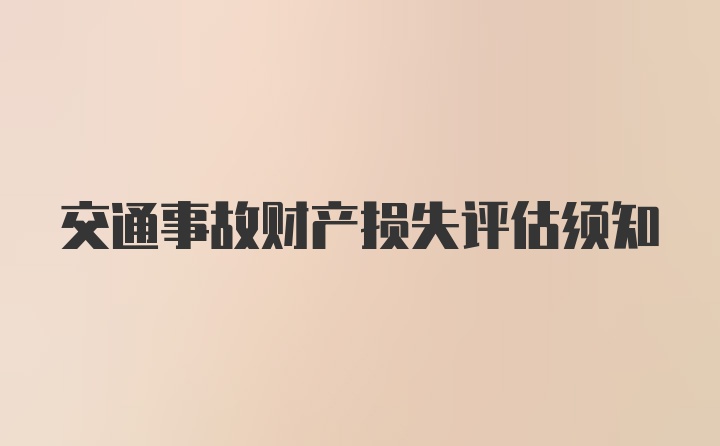 交通事故财产损失评估须知