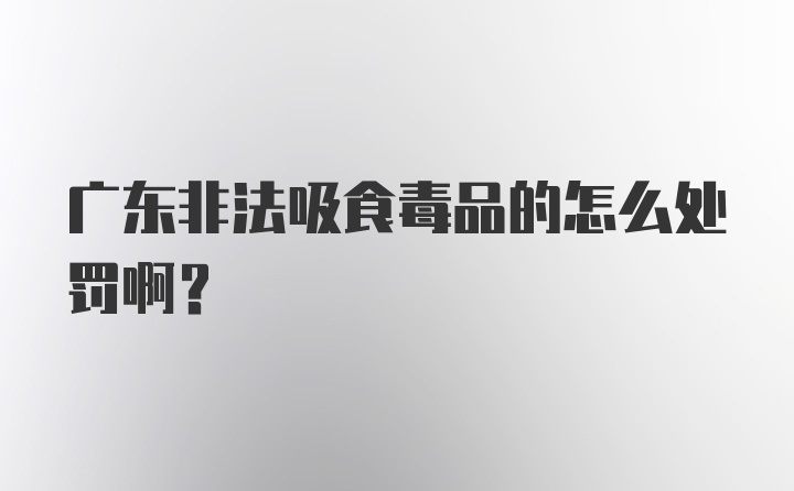 广东非法吸食毒品的怎么处罚啊？