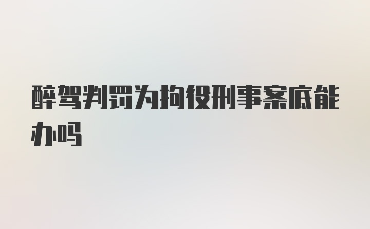 醉驾判罚为拘役刑事案底能办吗