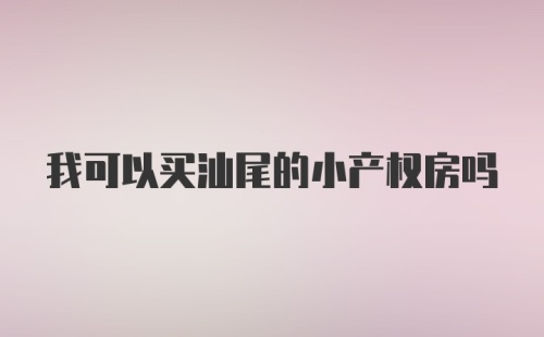 我可以买汕尾的小产权房吗