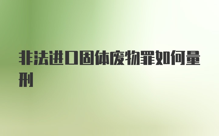 非法进口固体废物罪如何量刑