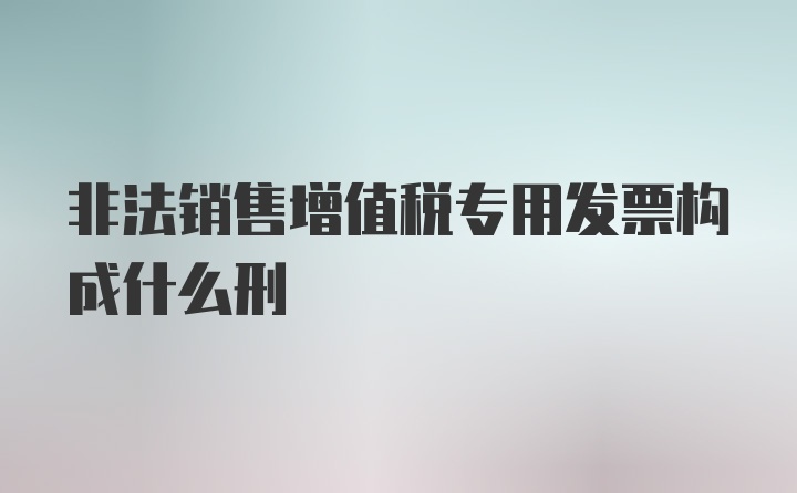 非法销售增值税专用发票构成什么刑