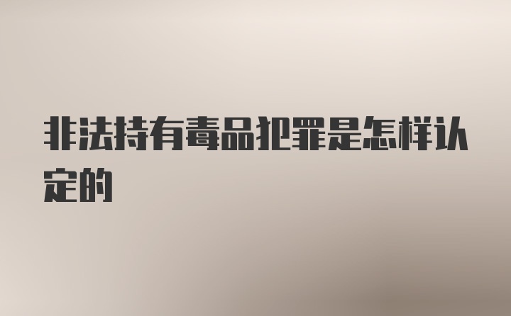 非法持有毒品犯罪是怎样认定的