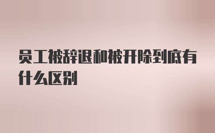 员工被辞退和被开除到底有什么区别