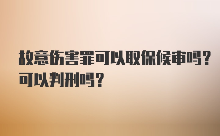 故意伤害罪可以取保候审吗？可以判刑吗？