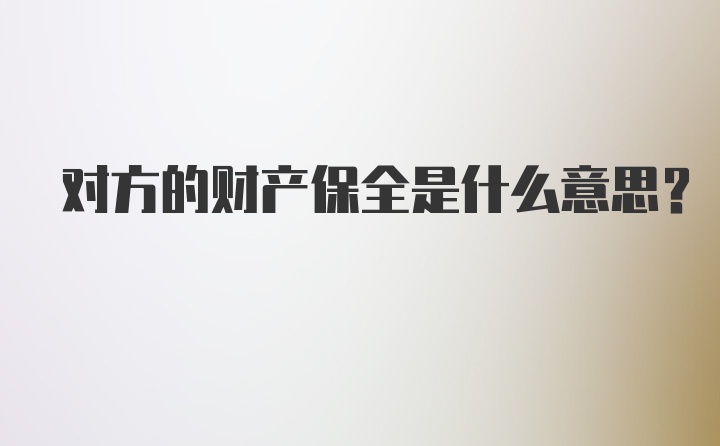 对方的财产保全是什么意思？