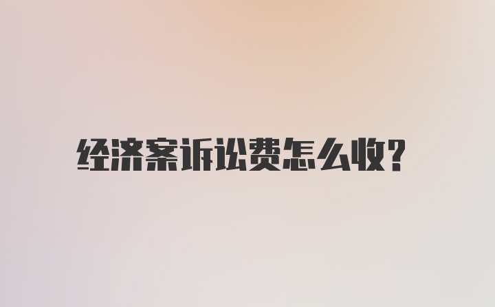 经济案诉讼费怎么收？