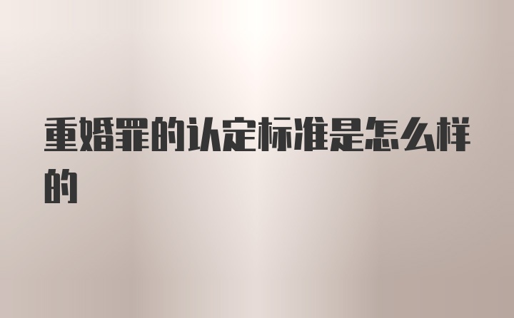 重婚罪的认定标准是怎么样的