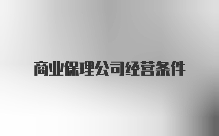 商业保理公司经营条件