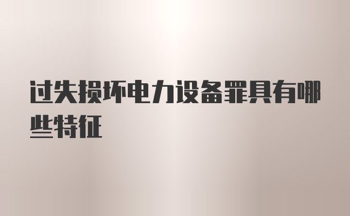 过失损坏电力设备罪具有哪些特征